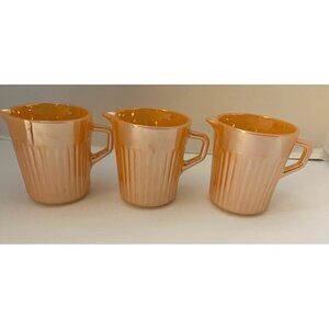 Anchor Hocking FireKing Peach Luster Laurel Pattern Creamers Set of 3
